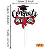 1 Pack Congrats 2026 Cake Topper Glitter Diploma Graduation Cap Cake Pick Contrats Class of 2026 Cake Decorations for 2026 Graduation Theme High School Boys Girls Graduate Party Red view 2