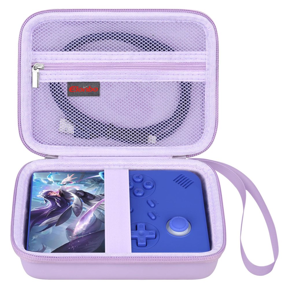 Elonbo Carrying Case for G350/ RG35XX Pro/ RG40XXV/ RG406V/ RG405V Retro Handheld Game Console, GiipGoop/ Voacle/ Anbernic Video Gaming Console Travel Storage Bag, Linux System Games Holder, Purple