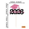 1 Pack Class of 2025 Cake Topper Glitter Congrats Grad Cap 2025 Graduation Cake Pick for 2025 Graduation Theme High School Boys Girls Graduate Party Cake Decorations Supplies Black Yellow view 2
