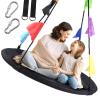 40 Inch Saucer Tree Swing for Kids, Outdoor Round Swing with Hanging Straps & Adjustable Ropes, Easy Assembly view 1