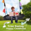 40 Inch Saucer Tree Swing for Kids, Outdoor Round Swing with Hanging Straps & Adjustable Ropes, Easy Assembly view 2