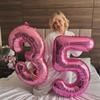 Pink 7 Balloon, Number Balloons 40 Inch, 7th Birthday Decorations for Girls Kids, Party Decoration for Women, Number 7 Balloon view 2