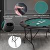 8 Player Round Foldable Poker Table, Portable Texas Blackjack Holdem Poker Table with 8 Cup Holders, Folding Casino Leisure Card Board Game Table with Padded Rails, Green view 2