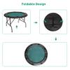 8 Player Round Foldable Poker Table, Portable Texas Blackjack Holdem Poker Table with 8 Cup Holders, Folding Casino Leisure Card Board Game Table with Padded Rails, Green view 3