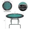 8 Player Round Foldable Poker Table, Portable Texas Blackjack Holdem Poker Table with 8 Cup Holders, Folding Casino Leisure Card Board Game Table with Padded Rails, Green view 4