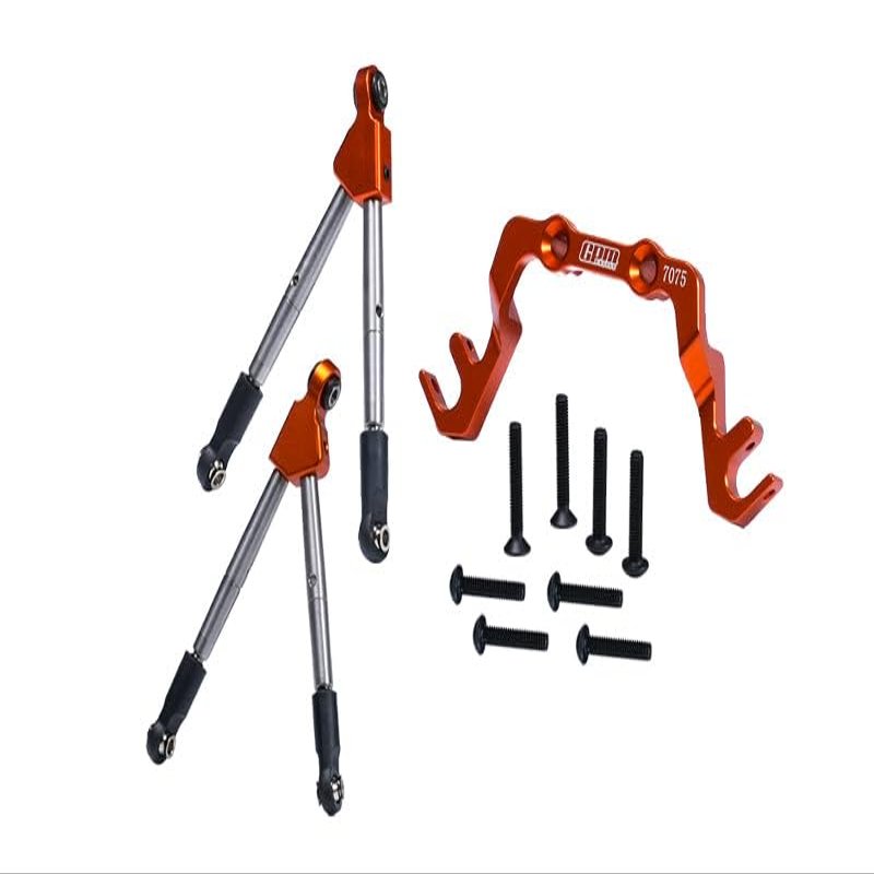 7075 Aluminum Alloy Front Tie Rods with Stabilizer for C Hub for Traxxas 1/10 Slash 4X4 LCG-68086-21 Upgrades - Orange