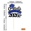 1 Pack Congrats Class of 2026 Cake Topper with Blue Glitter Diploma Graduation Cap Cake Pick Contrats Class of 2026 Cupcake Decorations for Graduation Theme High School Boys Girls view 2