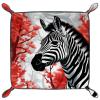 Autumn Animal Zebra Dice Tray PU Leather Dice Rolling Tray Folding Dice Holder for Dice Games, Like RPG, DND and Other Table Games view 2