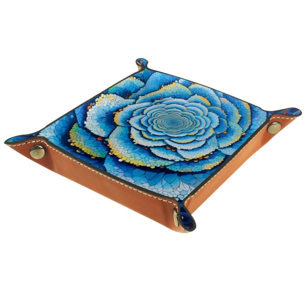 Abstract Flower Dice Tray PU Leather Dice Rolling Tray Folding Dice Holder for Dice Games, Like RPG, DND and Other Table Games