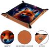Fox Head Galaxy Dice Tray PU Leather Dice Rolling Tray Folding Dice Holder for Dice Games, Like RPG, DND and Other Table Games view 3