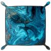 Blue Marble Dice Tray PU Leather Dice Rolling Tray Folding Dice Holder for Dice Games, Like RPG, DND and Other Table Games view 2