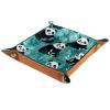 Animal Pandas Leaf Dice Tray PU Leather Dice Rolling Tray Folding Dice Holder for Dice Games, Like RPG, DND and Other Table Games view 1