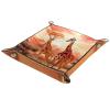 Africa Giraffes Sunset Dice Tray PU Leather Dice Rolling Tray Folding Dice Holder for Dice Games, Like RPG, DND and Other Table Games view 1