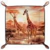 Africa Giraffes Sunset Dice Tray PU Leather Dice Rolling Tray Folding Dice Holder for Dice Games, Like RPG, DND and Other Table Games view 2