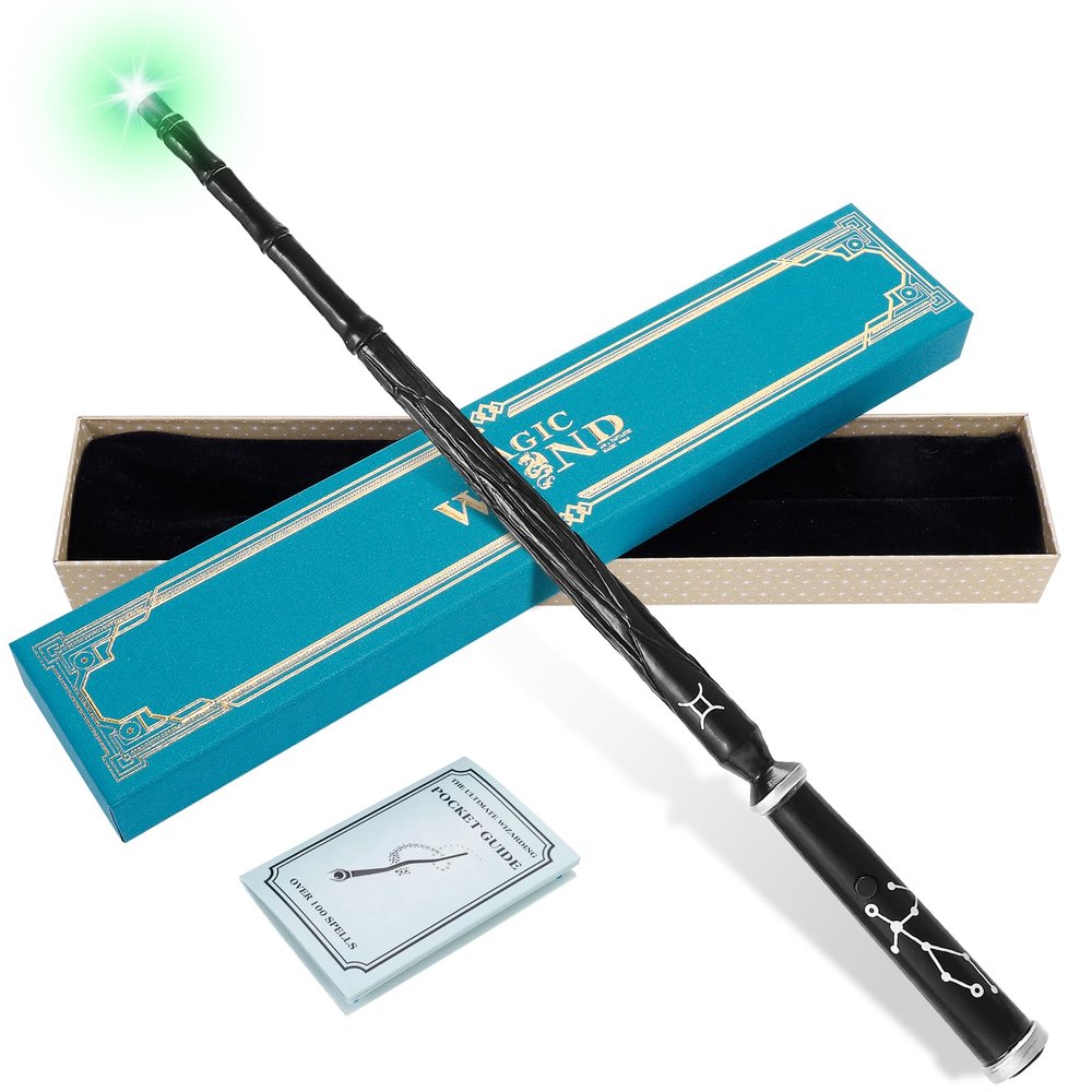 WizWonders Light Up Wizard Magic Wand with 5 Light Colors, Rechargeable Illuminating Constellation Wands for Kids Witch Cosplay Party Favors, Gemini