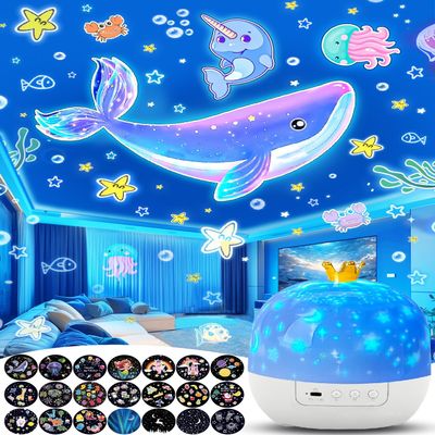 21 Sets of Films + Projector Night Light for Kids, Baby Night Light Projector for Bedroom, Ceiling, Star Projector with 360 Rotation Dimmable for Kids Girls, Birthday, Christmas, Nursery, Room Decor