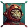 Astronaut Cat Dice Tray PU Leather Dice Rolling Tray Folding Dice Holder for Dice Games, Like RPG, DND and Other Table Games view 2