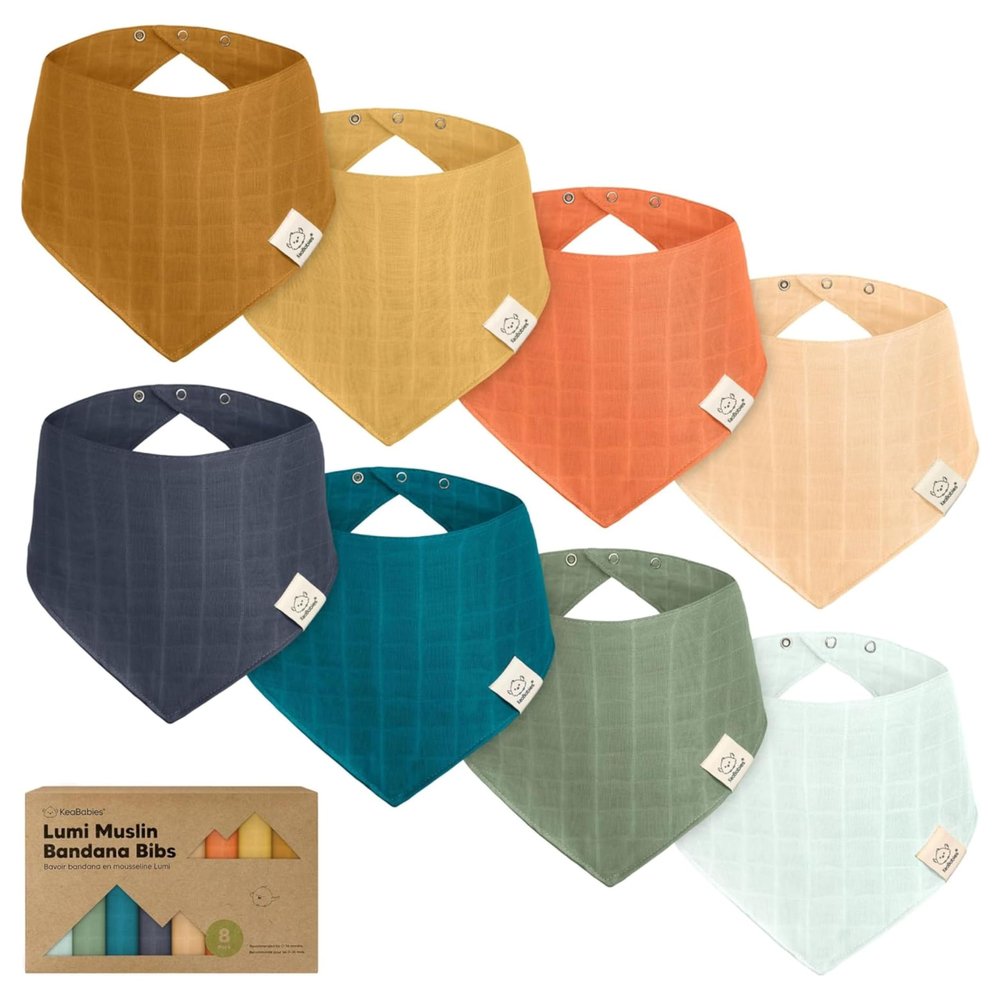 8-Pack Muslin Baby Bibs for Boys, Girls - Muslin Bandana Drool Bibs for Baby Girl & Boy, Drooling Newborn, Teething Toddler, Infant 0-36 Months, Soft Cotton Extra Absorbent (Eclipse)