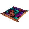 Colorful Skulls Pattern Dice Tray PU Leather Dice Rolling Tray Folding Dice Holder for Dice Games, Like RPG, DND and Other Table Games view 1