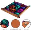 Colorful Skulls Pattern Dice Tray PU Leather Dice Rolling Tray Folding Dice Holder for Dice Games, Like RPG, DND and Other Table Games view 3