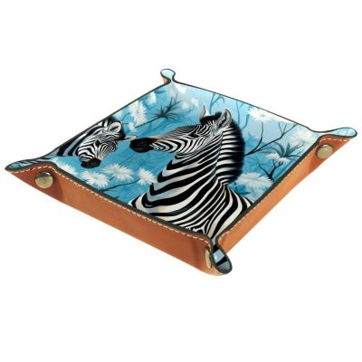 Animal Zebra Flower Dice Tray PU Leather Dice Rolling Tray Folding Dice Holder for Dice Games, Like RPG, DND and Other Table Games
