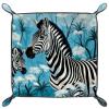 Animal Zebra Flower Dice Tray PU Leather Dice Rolling Tray Folding Dice Holder for Dice Games, Like RPG, DND and Other Table Games view 2