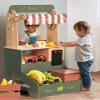 ROBOTIME Wooden Grocery Store Playset, Kids Play Store, Starlight Market Kitchen Playset Stand- Realistic Pretend Play Set with Lights, Chalkboard, Gift for Boys Girls 3+ view 2