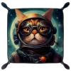 Astronaut Cat Dice Tray PU Leather Dice Rolling Tray Folding Dice Holder for Dice Games, Like RPG, DND and Other Table Games view 2