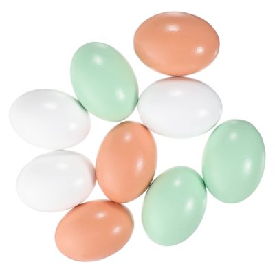 BESTonZON 9pcs Wooden Simulation Decorations for Easter Fake Wood Eggs for Crafting Home and for Spring Celebrations and Boys and Girls Activities