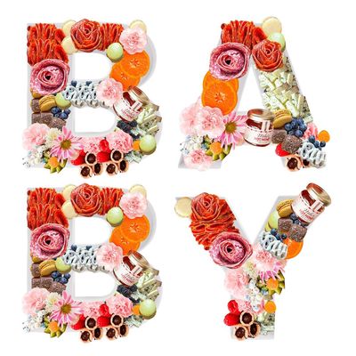 12" Large Fillable Baby Cardboard Letters for Baby Shower Gender Reveal, Sweet Serving Tray, Charcuterie Party Decorative Box, Food Cupcake Display Paper Mache (White)