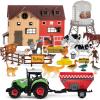 Farm Animal Toy Set with Red Barn, 33Pcs Farm Barn Playset for Kid Toddler 3-5 5-7 Year Old including Animal Figure Farmer Tractor and Farm Life Accessories Horse Cow Sheep Goose Duck Cat Dog view 1