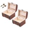 2pcs Ancient Wooden Coin Storage Lid Car Money Boxes Filler Lock Door Key Machine Seat Piggy Bank Keepsake Cash Clear Vintage Jewelry Case Retro Jewelry Case Copper view 1