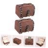 2pcs Ancient Wooden Coin Storage Lid Car Money Boxes Filler Lock Door Key Machine Seat Piggy Bank Keepsake Cash Clear Vintage Jewelry Case Retro Jewelry Case Copper view 3