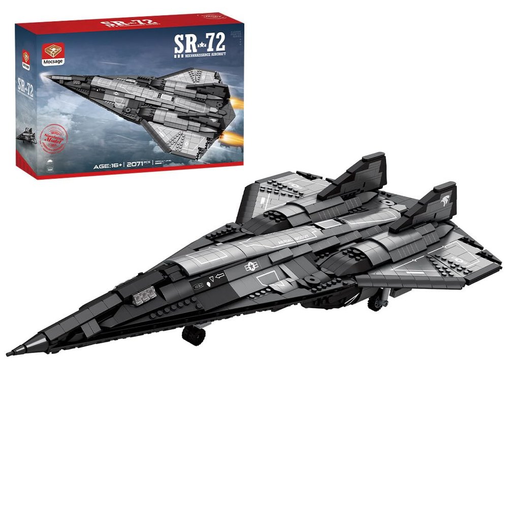 Aetheria SR-72 Fighter Jet UAV Bricks Set 1:35 Reconnaissance Aircraft with Stand, Military Airplanes Designed by bru_bri_mocs, Collectors & Enthusiasts Gift for Adult-2071 Pieces