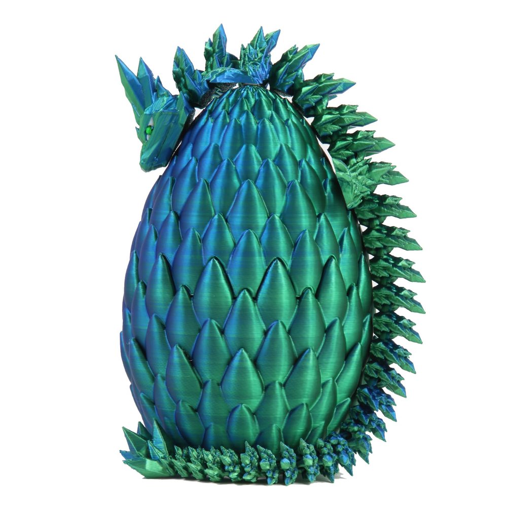 EXQDYNM 3D Printed Dragon Egg Toy 12" Crystal Articulated Dragon with Eyes Decor Collectible