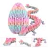 EXQDYNM 3D Printed Dragon Egg Toy 12" Crystal Articulated Dragon with Eyes Decor Collectible view 3