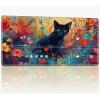 Tabletop Card Playmat with Magic Zones, 24 x 14 inches Stitched TCG Card Play Mat Commander Board Game Mats Smooth Rubber Surface Battle Game Desk Mat, Sugar Cat view 1