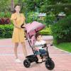 BABY JOY Tricycle, 4 in 1 Toddler Bike w/Removable Canopy, Adjustable Push Handle, Reversible Seat, Safety Belt, Folding Footrest & Storage Basket, Toddler Tricycle for Boys Girls 9-60 Months (Pink) view 2