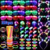 150PCS Glow in the Dark Party Supplies for Kids Adults, Light Up Party Favors with Light Up Glasses, Headband, Rings, 100 Glow Sticks Bulk Party Pack DIY Glow Necklaces Bracelets, Neon Party Supplies view 1