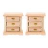 2pcs Mini Wooden Nightstands for Dollhouse | 1:12 Scale Bedside Table Model | Khaki Furniture for Decoration | Small Night Stand Set for Bedroom | Smooth Surface, Realistic Design view 1