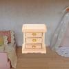 2pcs Mini Wooden Nightstands for Dollhouse | 1:12 Scale Bedside Table Model | Khaki Furniture for Decoration | Small Night Stand Set for Bedroom | Smooth Surface, Realistic Design view 2