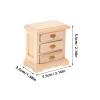 2pcs Mini Wooden Nightstands for Dollhouse | 1:12 Scale Bedside Table Model | Khaki Furniture for Decoration | Small Night Stand Set for Bedroom | Smooth Surface, Realistic Design view 3