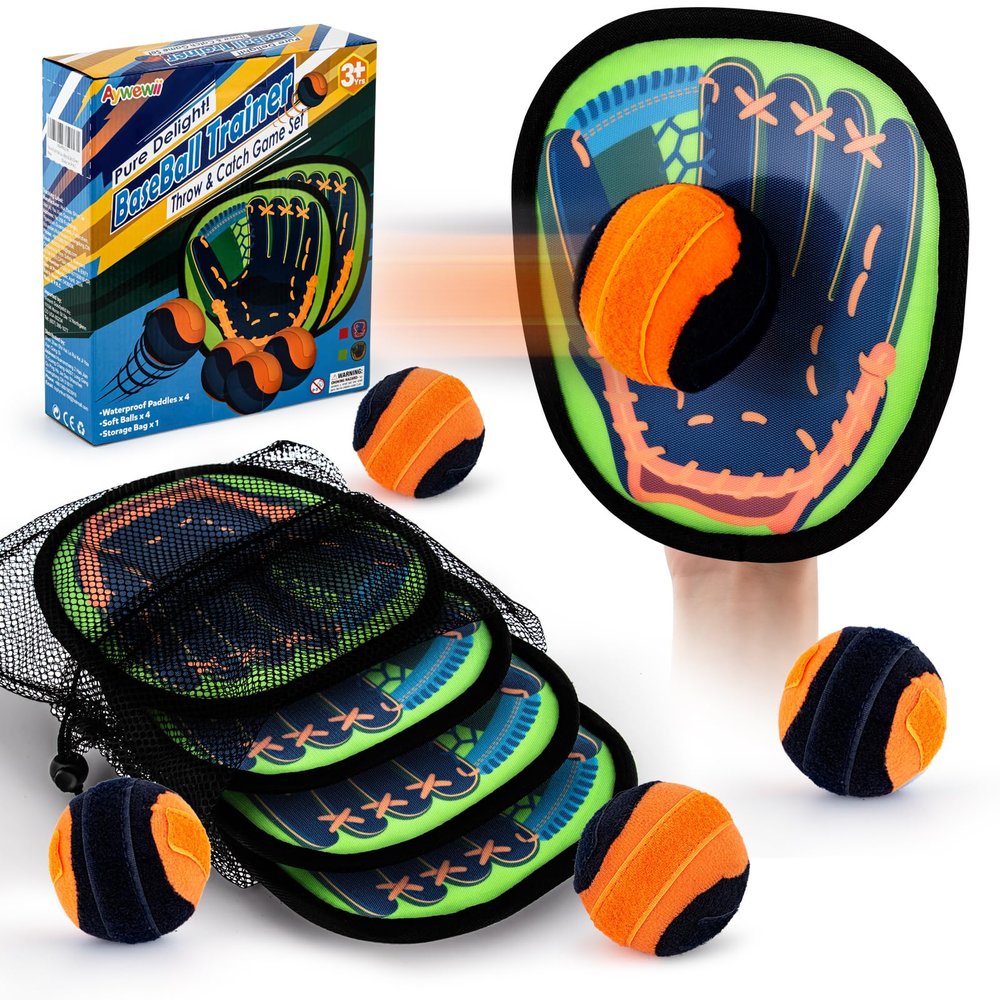 Aywewii Toss and Catch Ball Game - Baseball Glove Style - Toddler Activity Toys for Boys Girls 3 4 5 6-8 Year Old - Birthday Valentines Day Gifts - Kids Outdoor & Indoor Games for Beach Yard Lawn