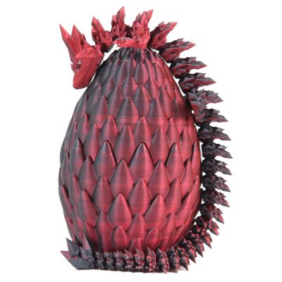 EXQDYNM 3D Printed Dragon Egg Toy 12" Crystal Articulated Dragon with Eyes Decor Collectible