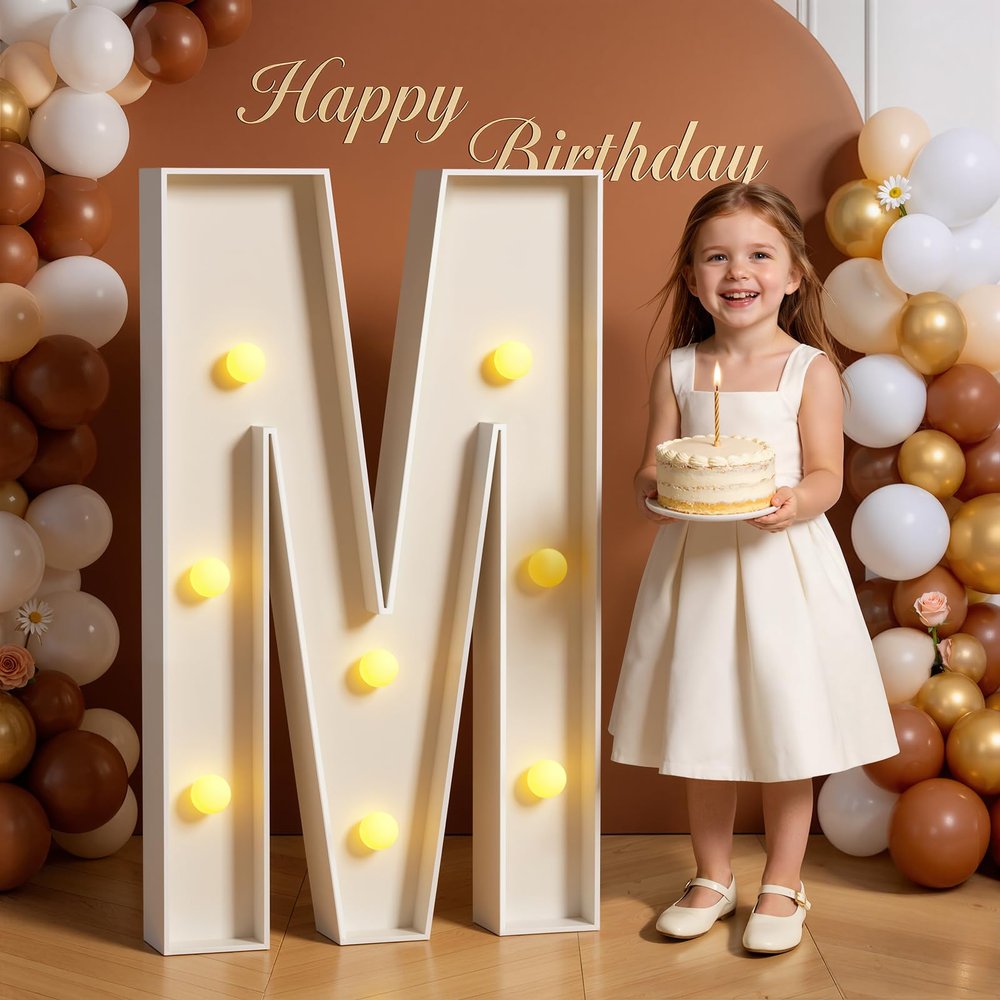 Tongjoy Marquee Letters 3 Feet Tall 3FT Large Light Up Letters M for Wedding Will You Marry Me Sign Happy Birthday Engagement Party Decorations Big Letterboard M
