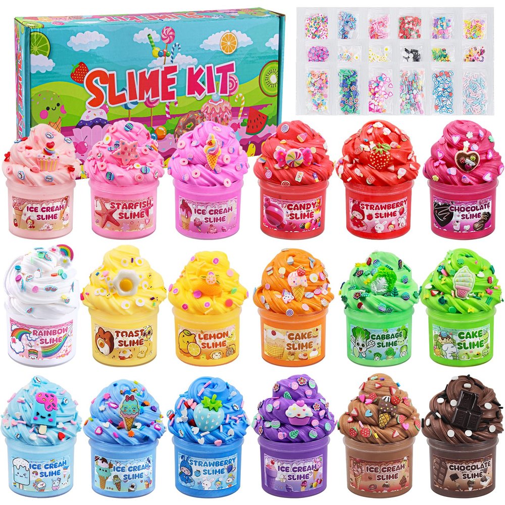 18 Pack Slimes, Slime Kids, Butter Cloud Slime kit for Girls Ages 8-12, Toys for Girls and Boys, Slime Party Favors Goodie Bag Stuffers, 4 5 6 7 8 9 10 Year Old Girl Birthday Gift Cute Stuff