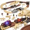 OR OR TU 2024 New Dinosaur Toys Race Track, 188 PCS Dinosaur Train Set for Kids 3-5 5-7, 2pcs Dinosaur Car with Light, 8pcs Dinosaur Fossil Skeletons for Toddlers view 1