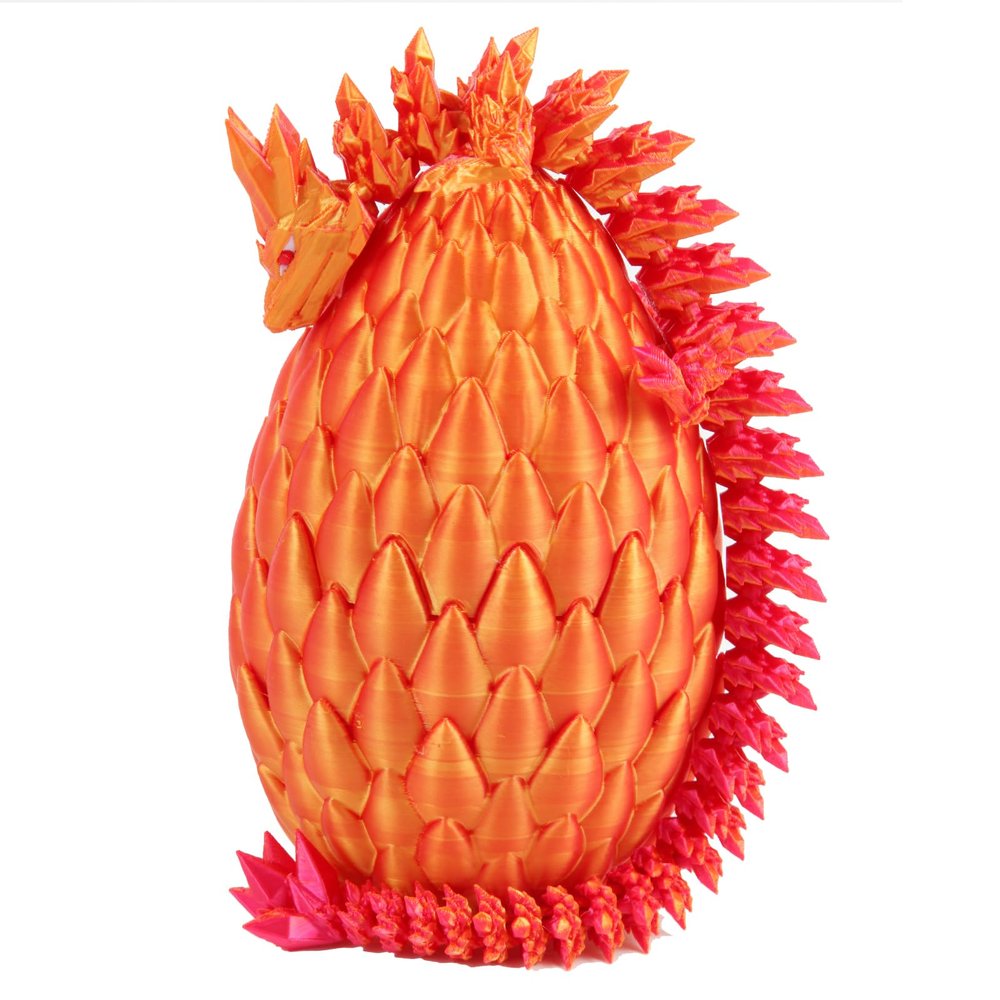 EXQDYNM 3D Printed Dragon Egg Toy 12" Crystal Articulated Dragon with Eyes Decor Collectible