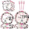 80 Pcs Holy Cow I'm Two Girls Birthday Decorations Moo Moo I'm Two Paper Dinner Plates Napkins Forks Dinnerware for Farm Animals Cow Themed Girls 2nd Birthday Party Supplies view 1
