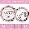 80 Pcs Holy Cow I'm Two Girls Birthday Decorations Moo Moo I'm Two Paper Dinner Plates Napkins Forks Dinnerware for Farm Animals Cow Themed Girls 2nd Birthday Party Supplies view 2